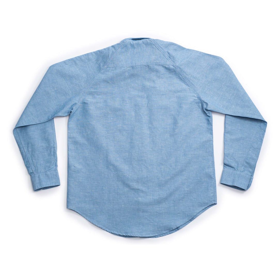 Push Button Shirt - Trail Blue Cotton/Hemp