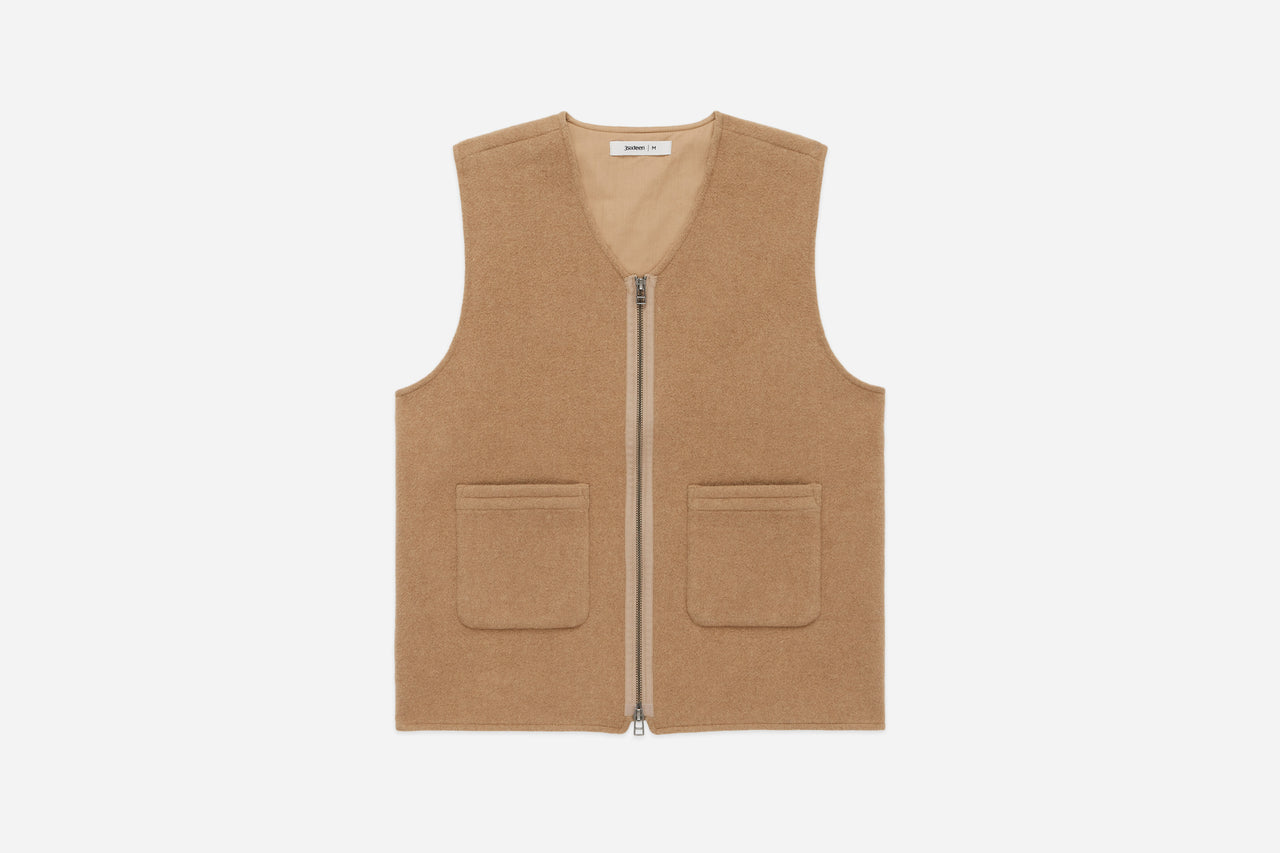 The zip vest by 3sixteen, m1de with a blend of cashmere and wool