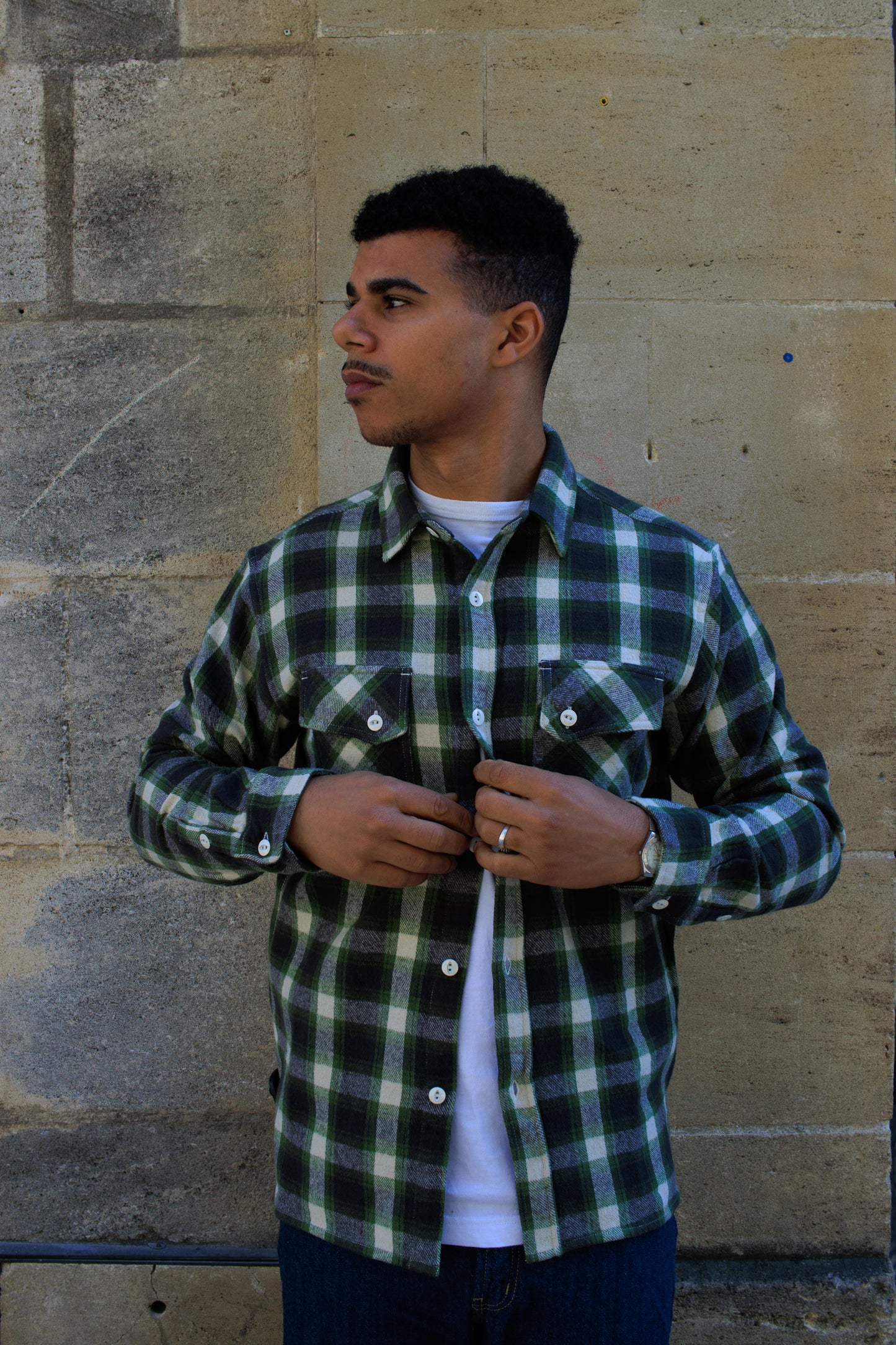 Crosscut Flannel Shirt - Emerald Shaggy