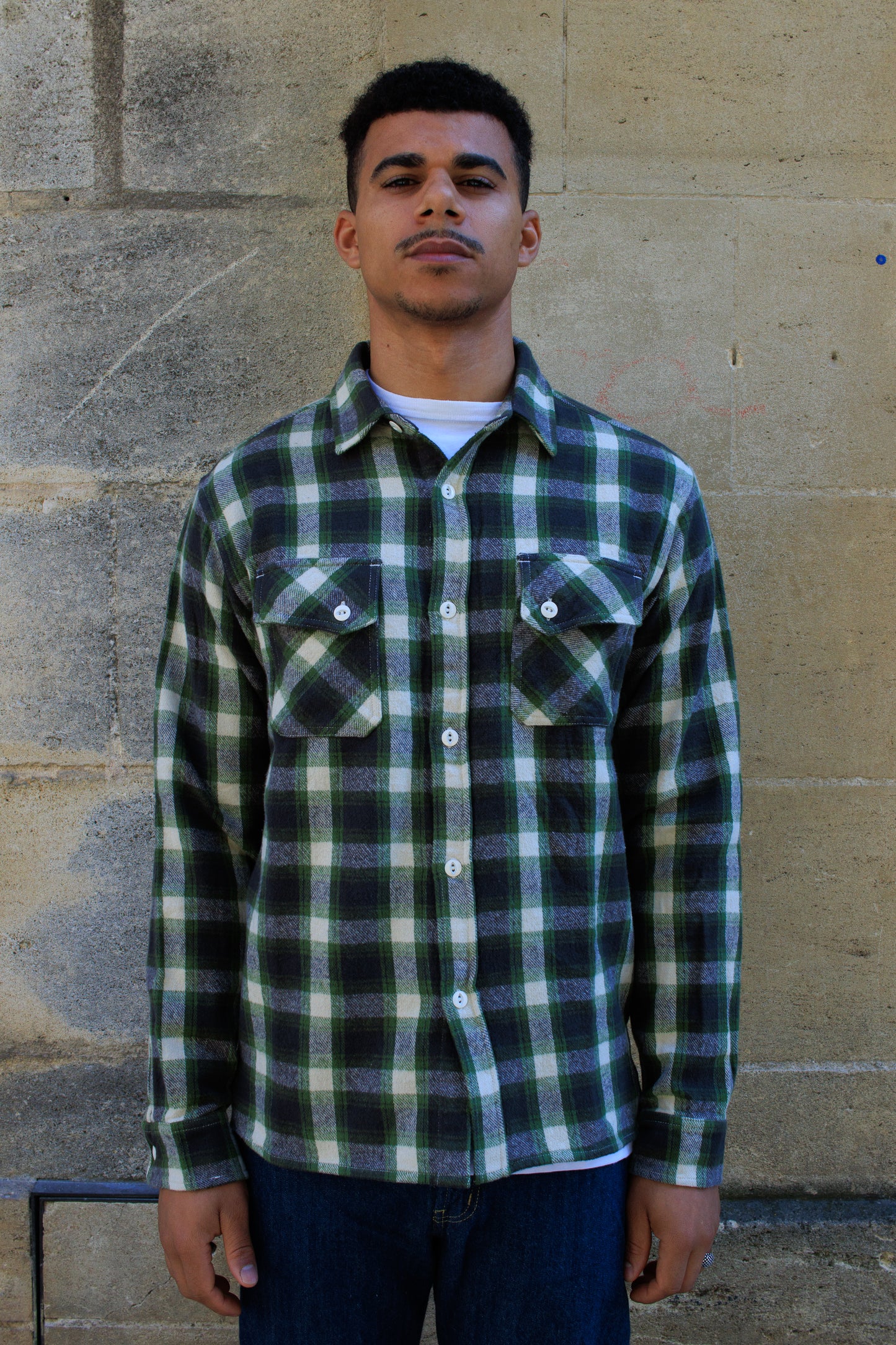 Crosscut Flannel Shirt - Emerald Shaggy