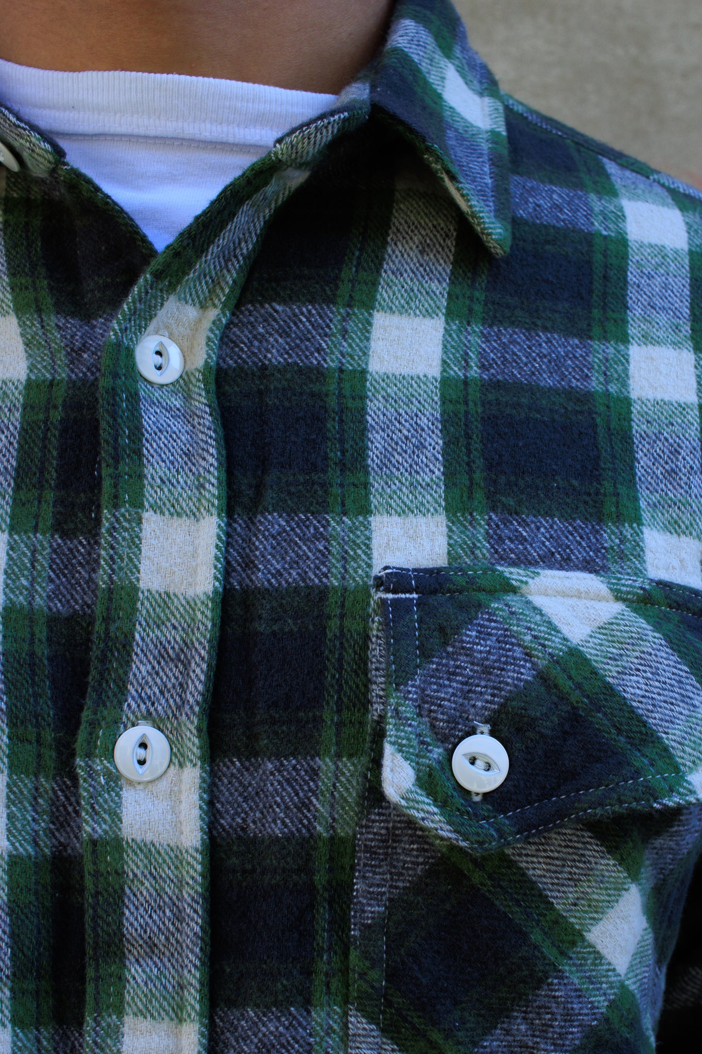 Crosscut Flannel Shirt - Emerald Shaggy