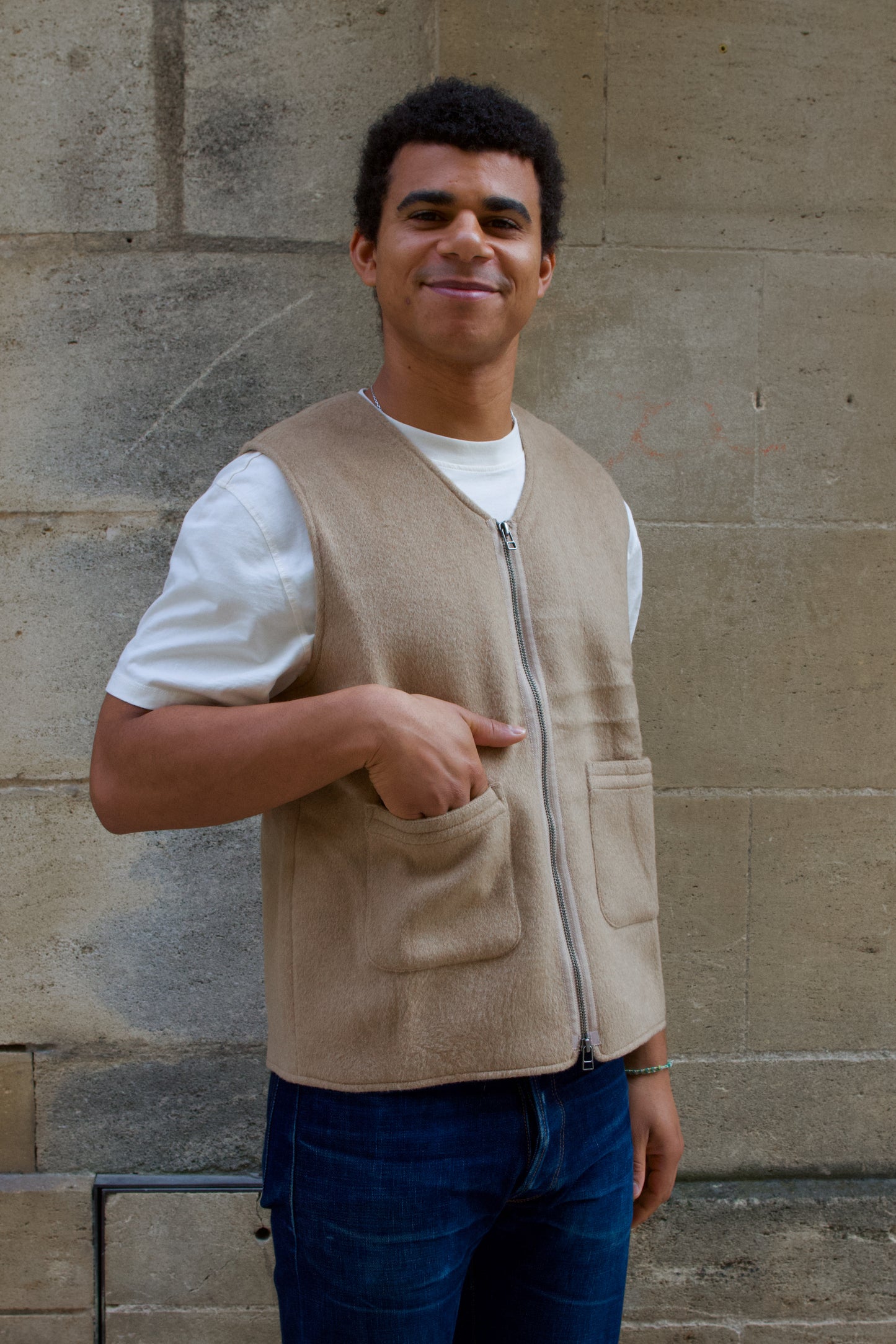 Zip Vest - Coyote Cashmere/Wool