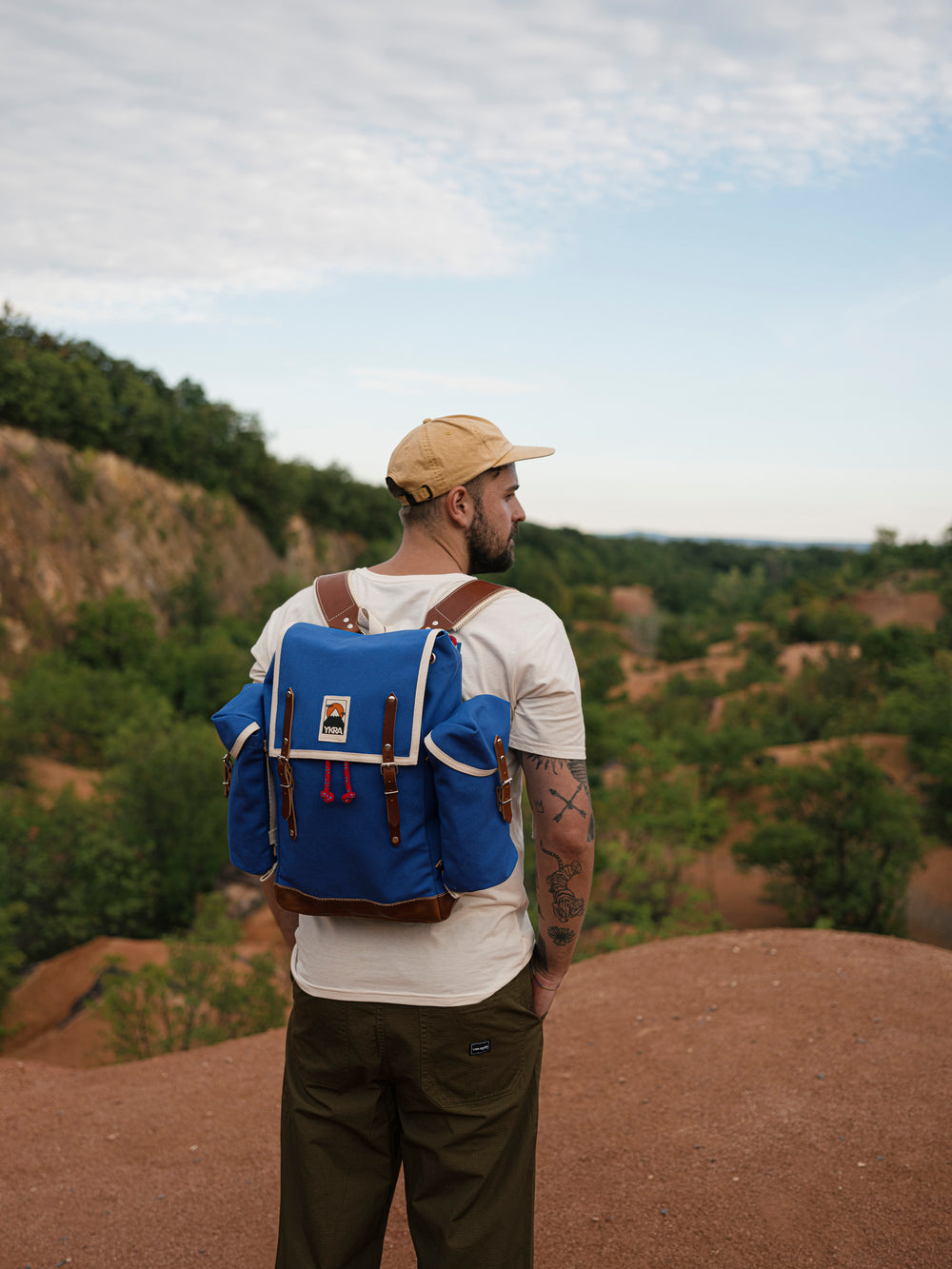 Matra Leather Backpack- Blue
