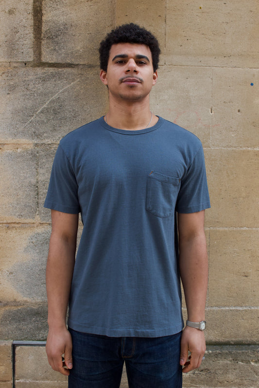 13oz Pocket Tee - Faded Blue