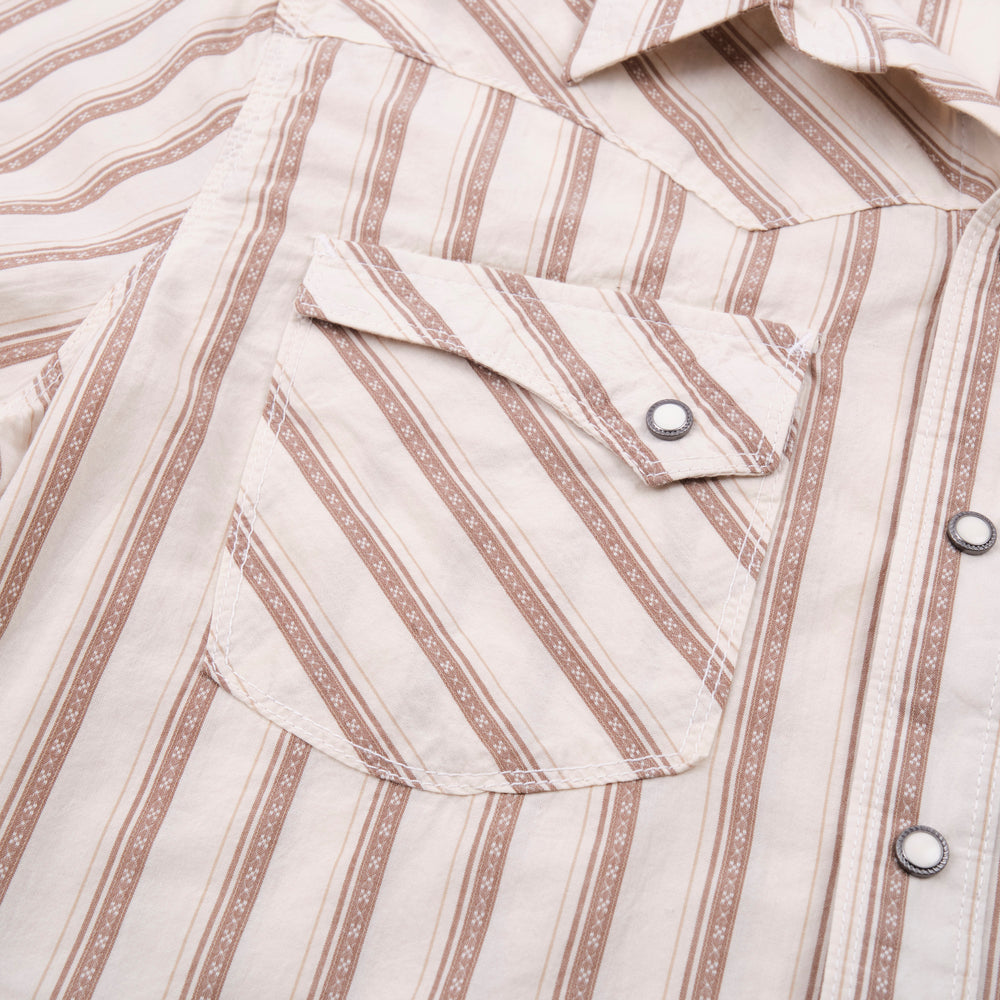 Calico Shirt - Short Sleeves - Brown Stripe