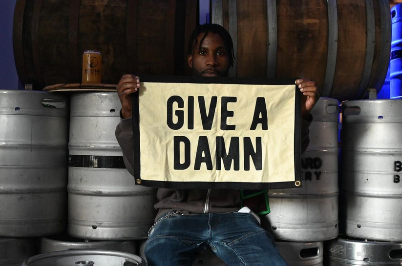 Wool Banner Made In USA - Give A Damn