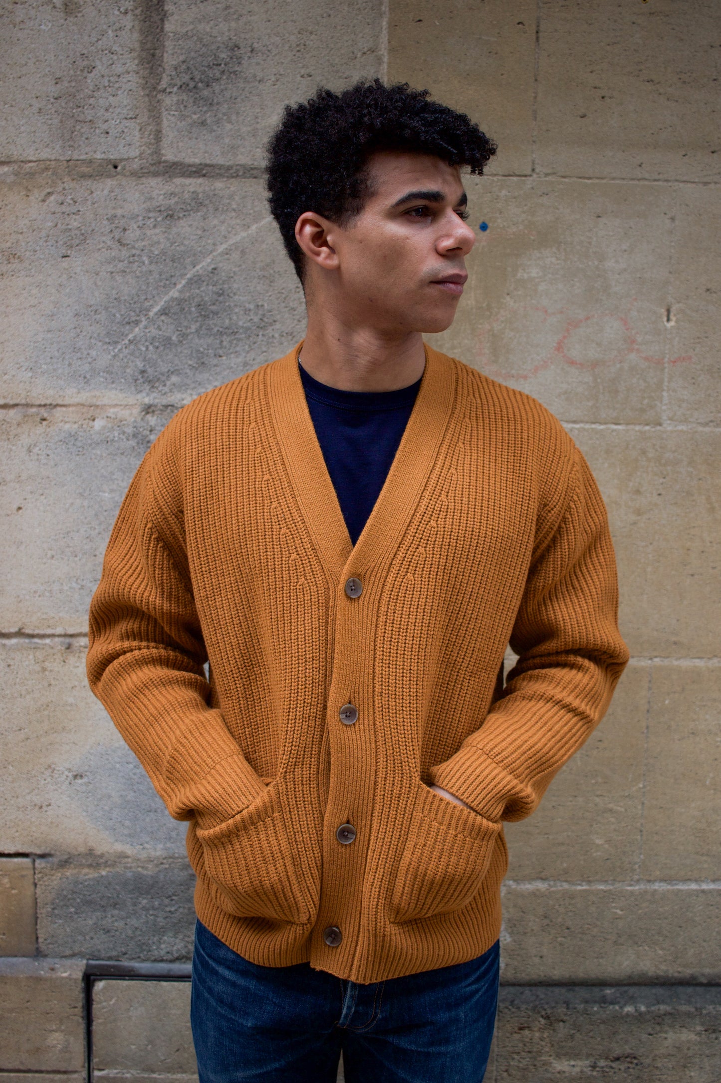 Walker Cardigan Rib - Ochre