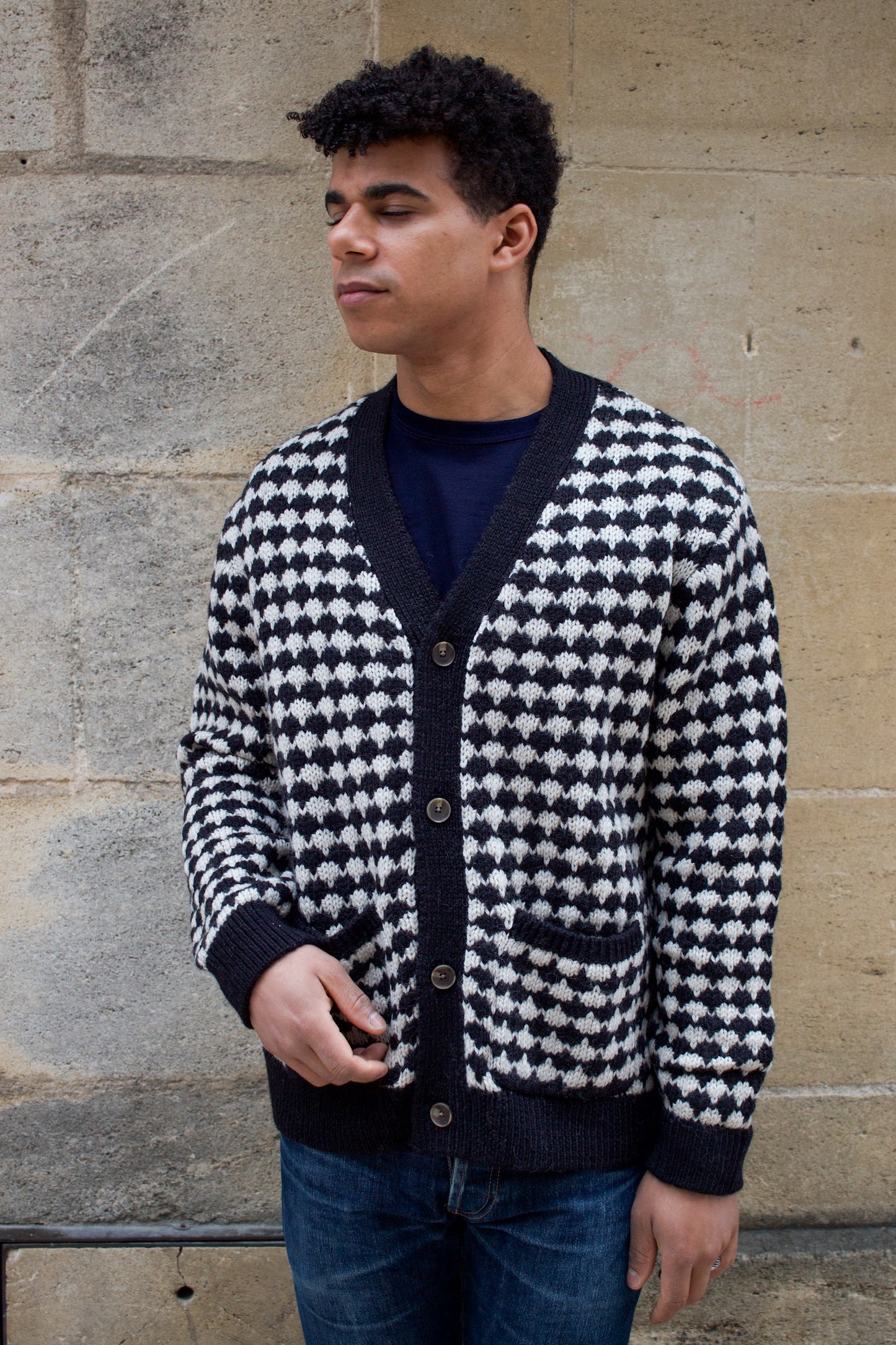 Walker Cardigan Bubble - Knit Black / Ecru