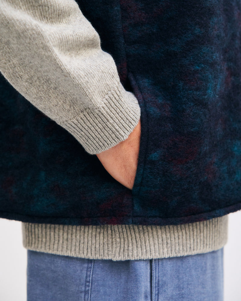 Button Down Vest - Dark Watercolor