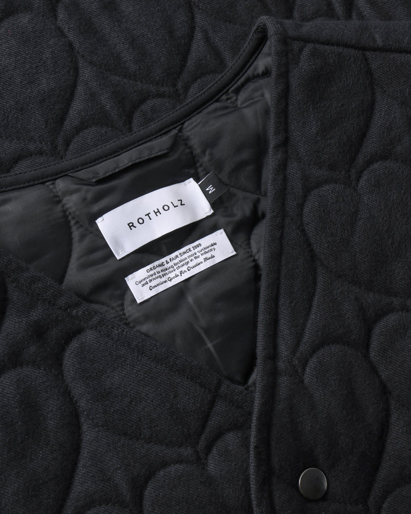 Flannel Quilt Vest - Black Hearts