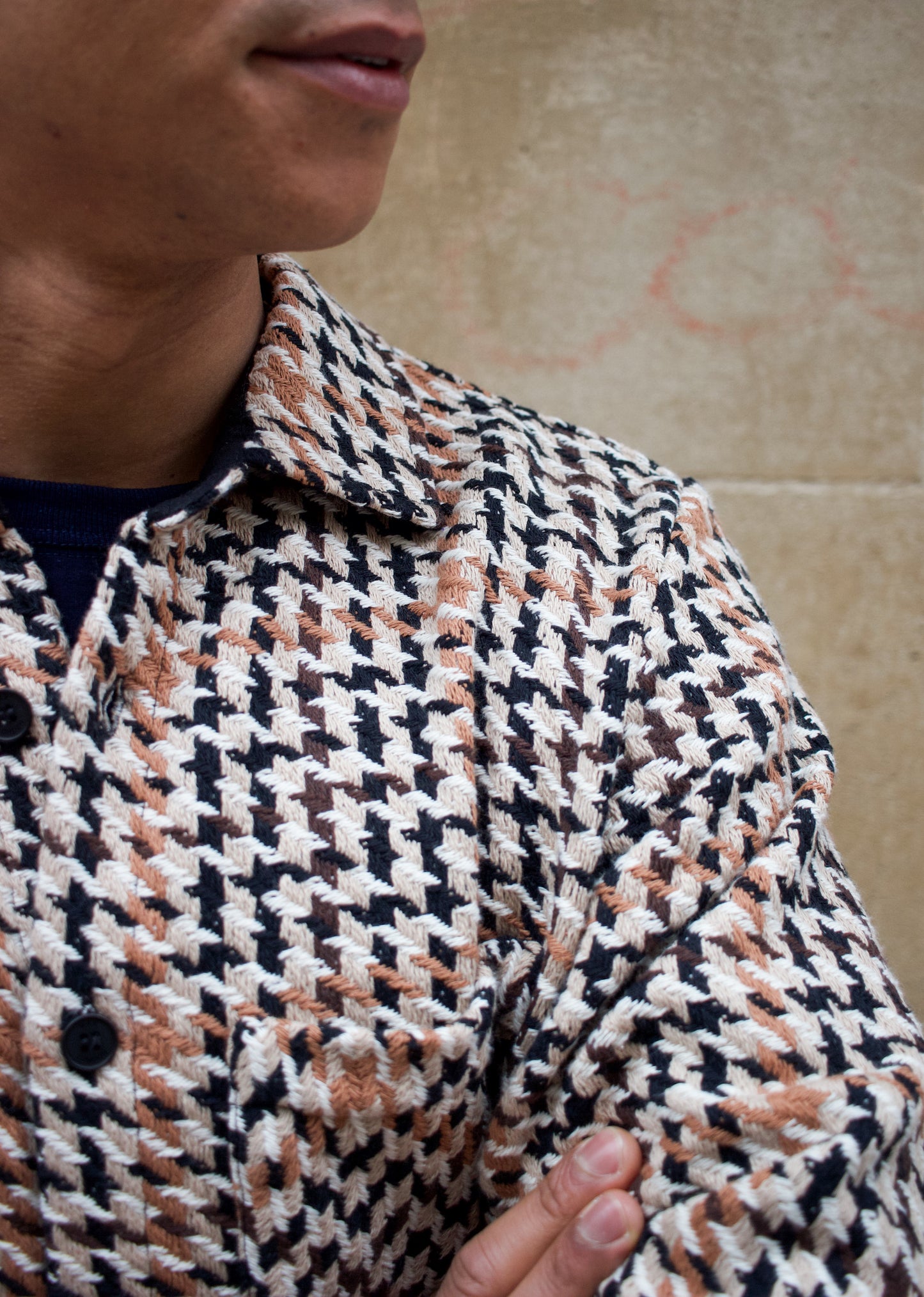 Whiting Overshirt Houndstooth Weave - Natural