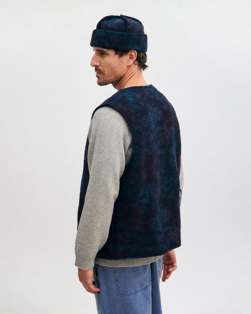 Button Down Vest - Dark Watercolor