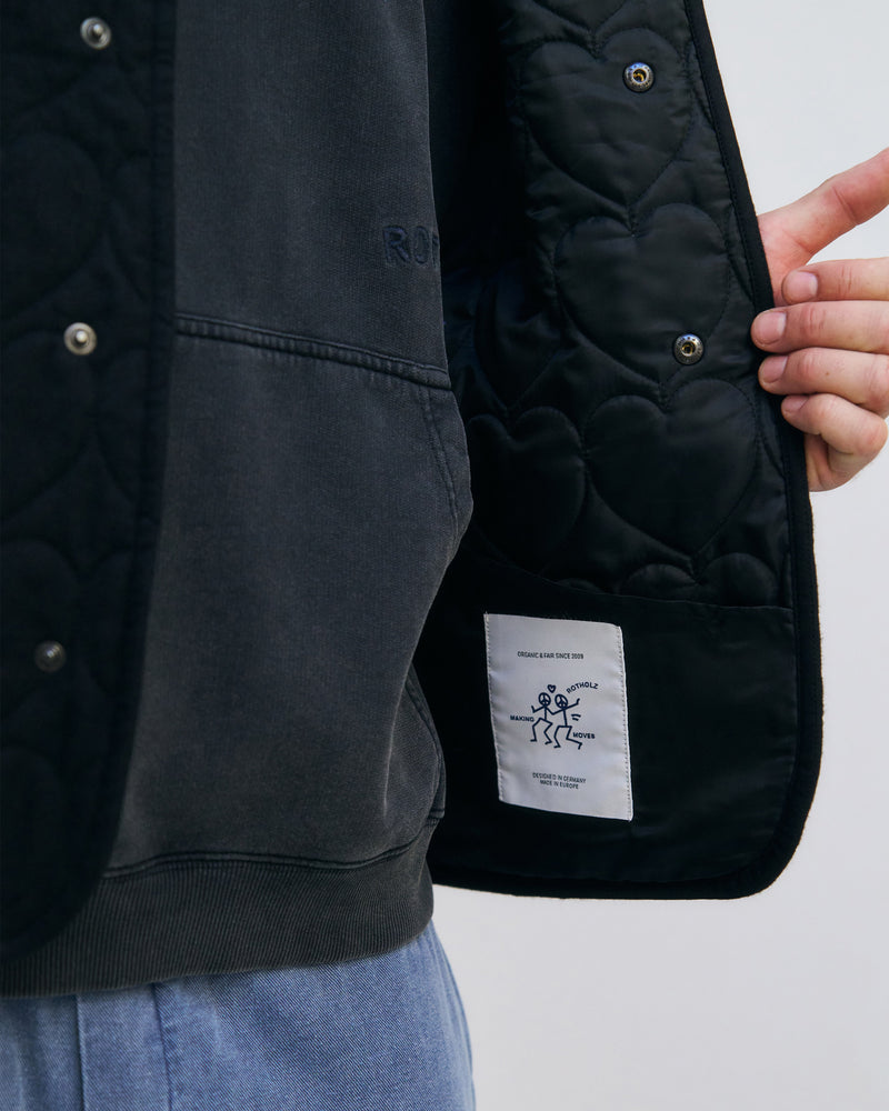 Flannel Quilt Vest - Black Hearts