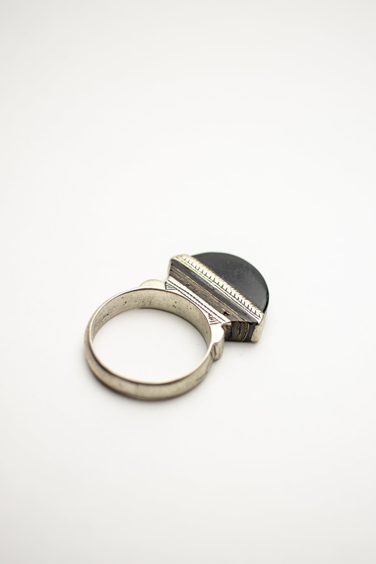 Touareg Silver Ring - Black Onyx - Size 55
