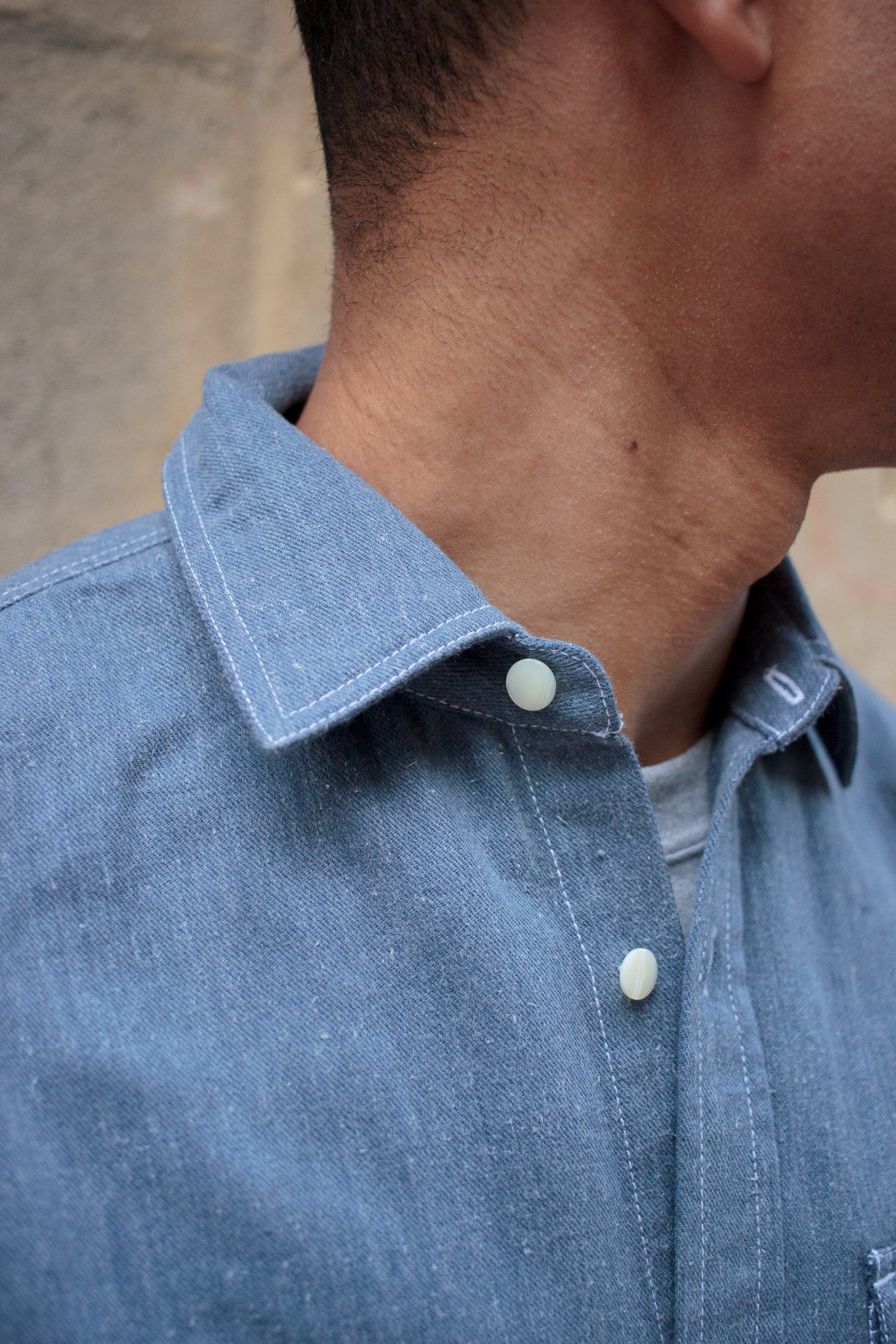 Crosscut Western Shirt - Cerulean Handloom Khadi Denim
