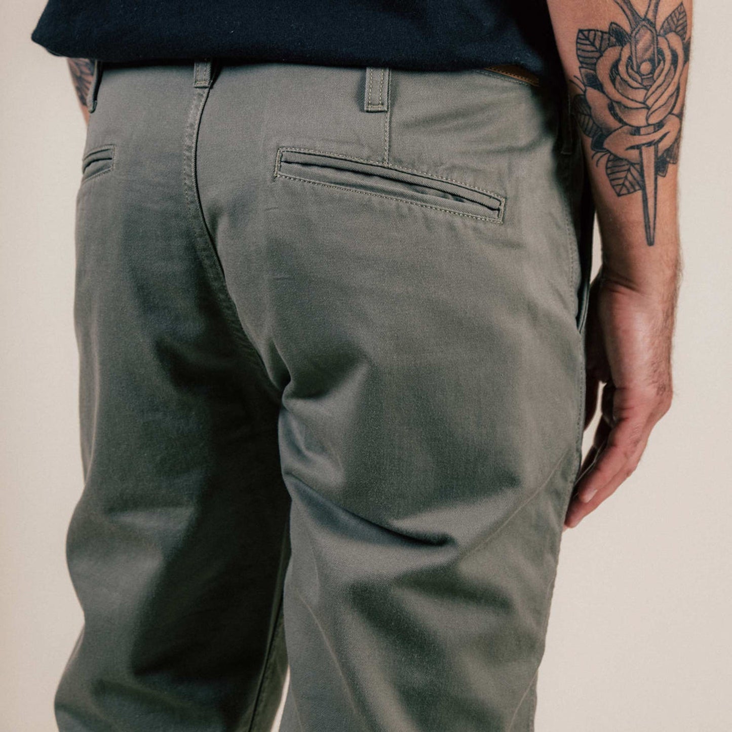 BC-04 Relaxed Chino - 8.5oz Aged Green Sateen Twill
