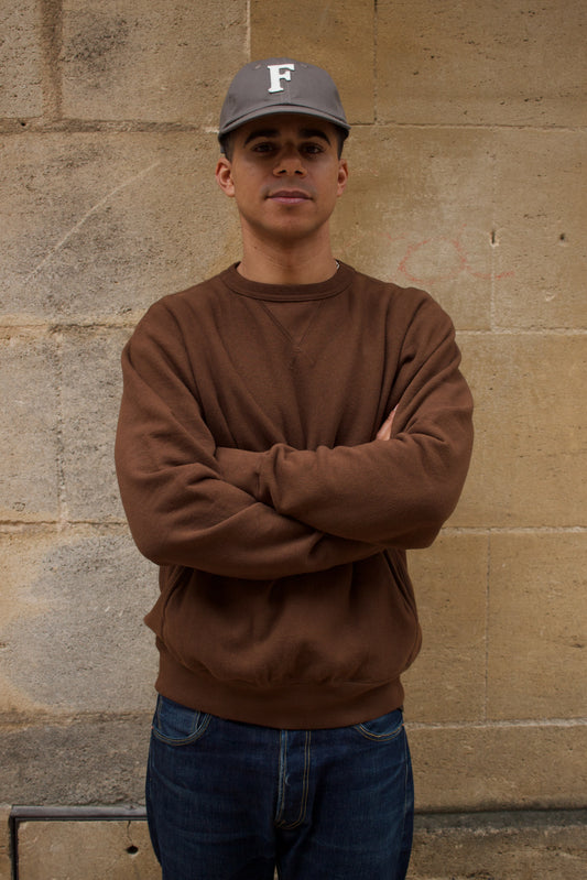 V Gusset Crewneck Sweat - 16oz HW French Terry - Brown