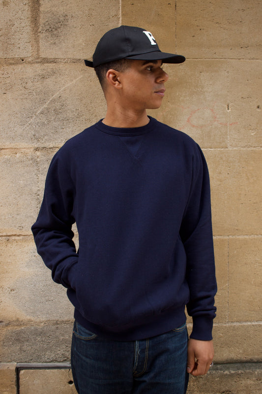V Gusset Crewneck Sweat - 16oz HW French Terry - Navy
