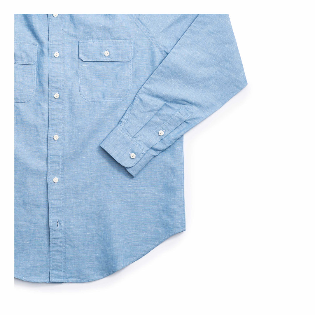 Push Button Shirt - Trail Blue Cotton/Hemp