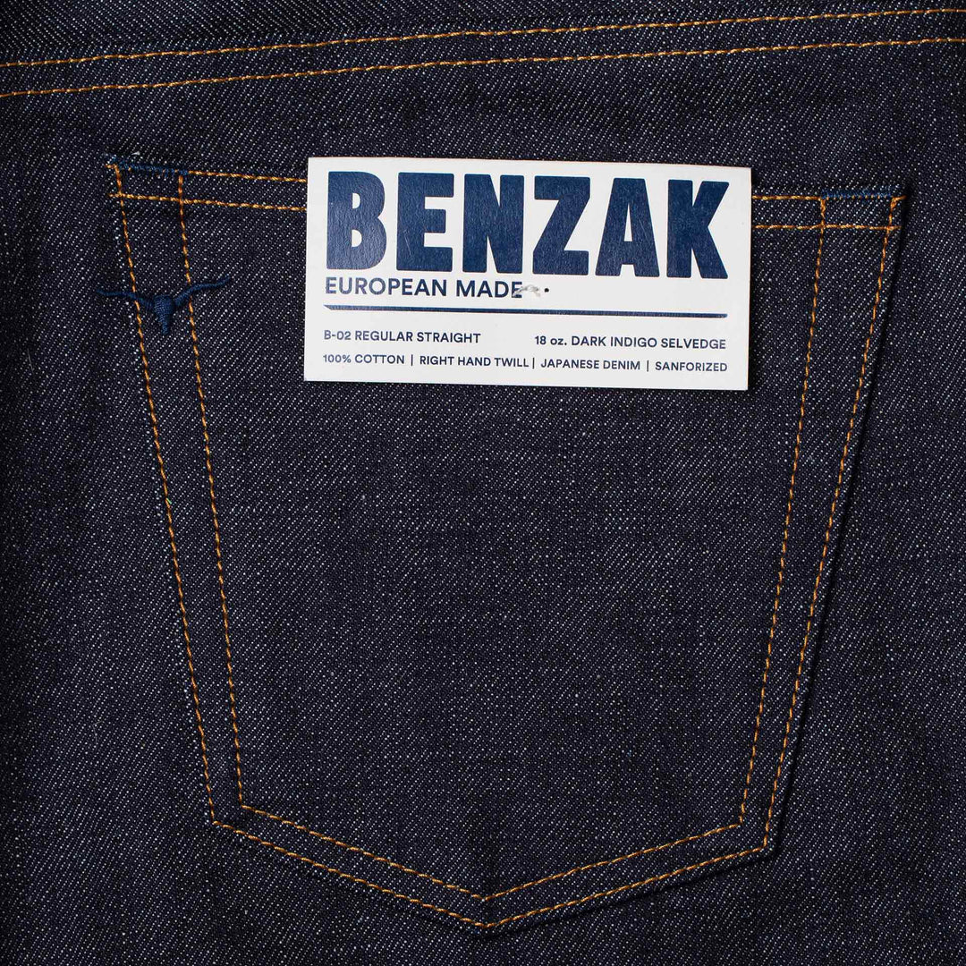 B-02 Straight - 18oz. Dark Indigo Selvedge