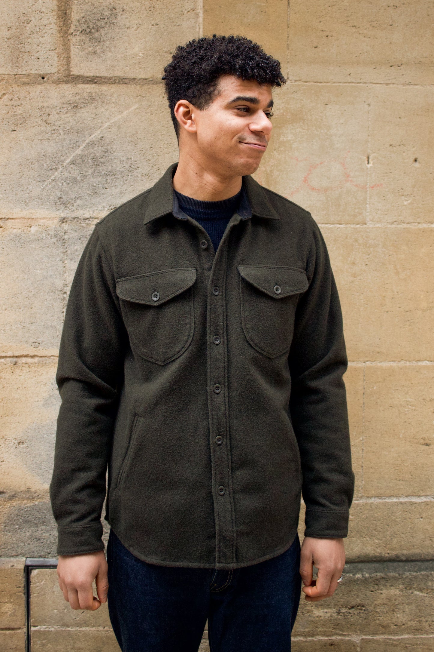 BWS-05 CPO Overshirt - 14oz Forest Green Wool Mosser