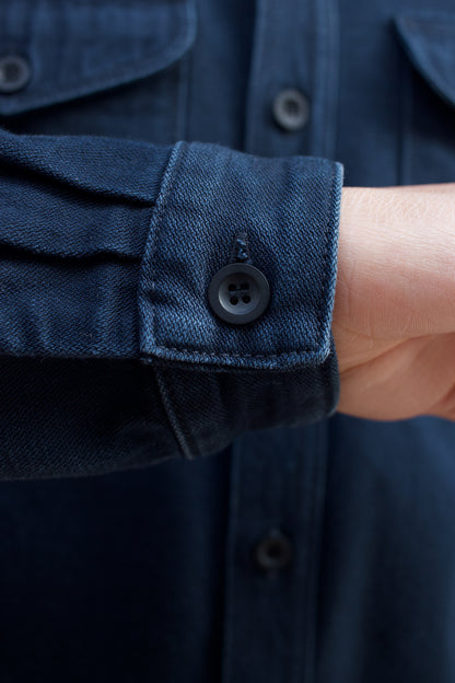 BWS-04 Scout Overshirt - 13oz Stay Blue x Black Modal BT