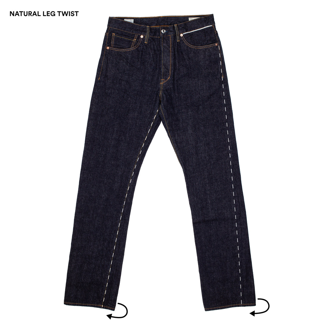 unsanforized denim, leg twist from washes