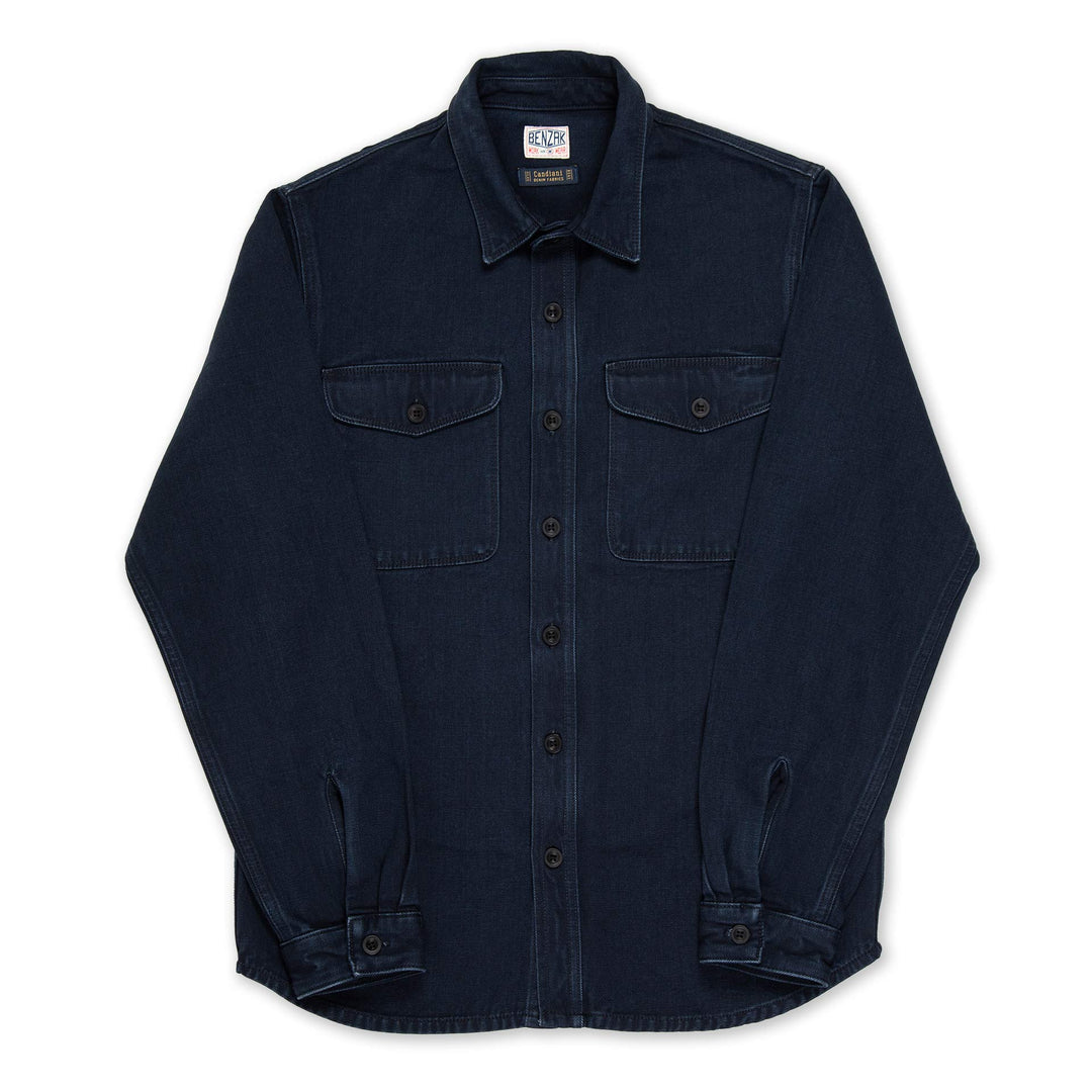 BWS-04 Scout Overshirt - 13oz Stay Blue x Black Modal BT