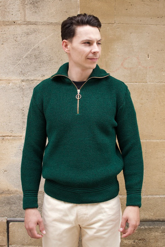 Skipper Sweater Virgin Wool - Tannen Gruen