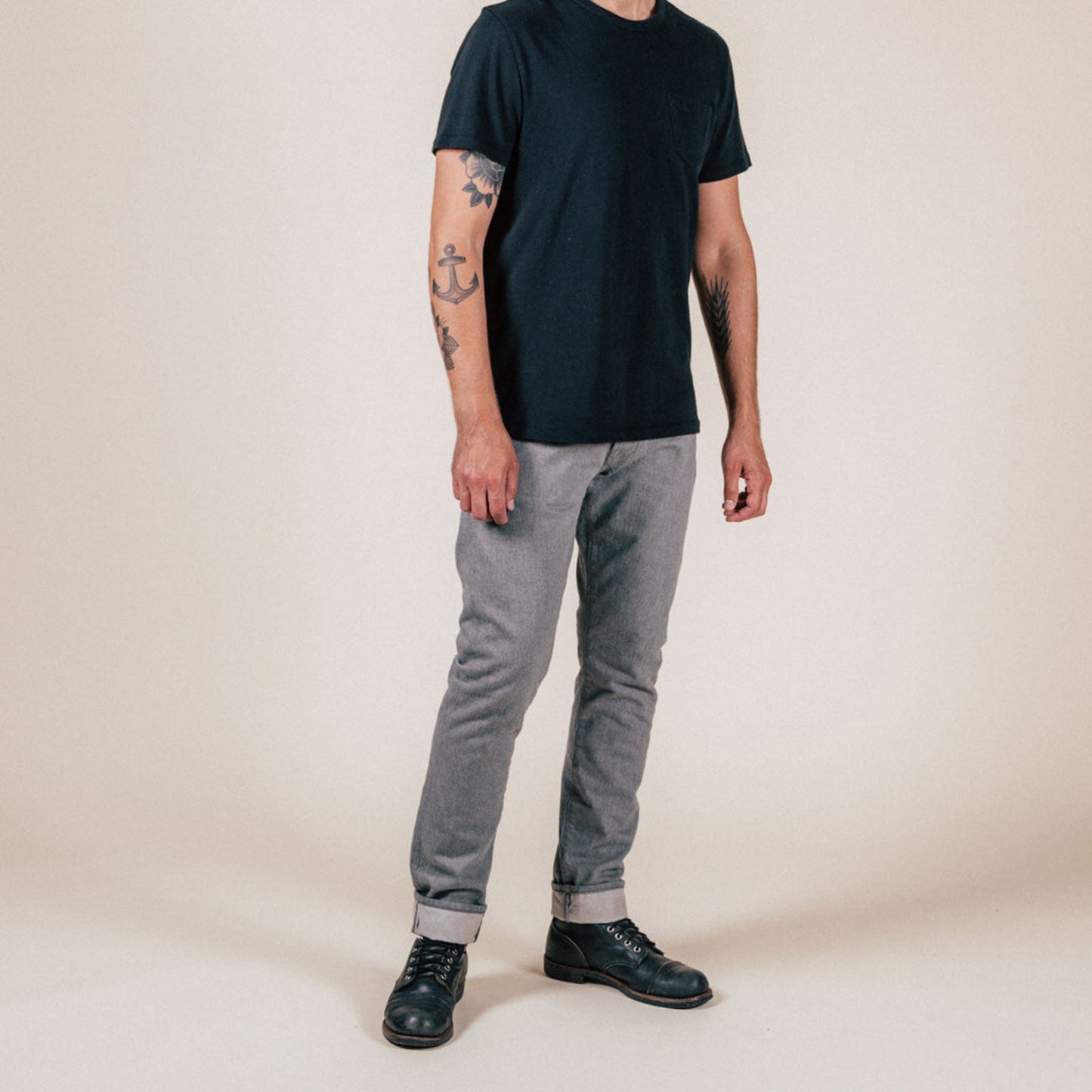 B-01 Slim - 14oz. Selvedge Colour Denim - Grey