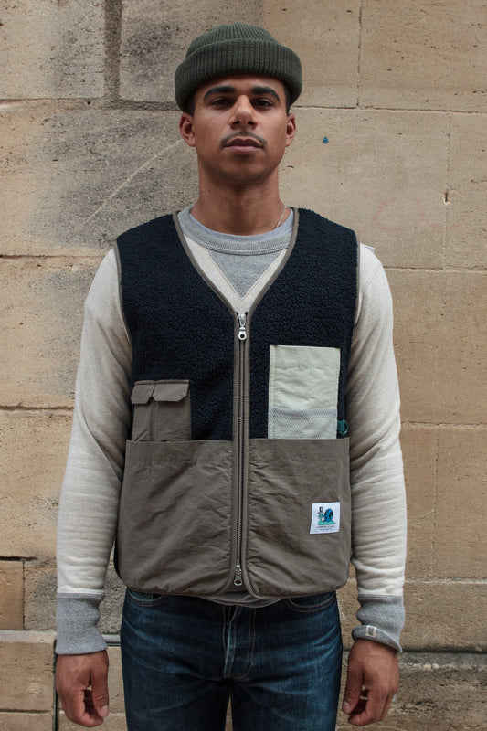 Shearling Vest Radio Club -Plain Navy