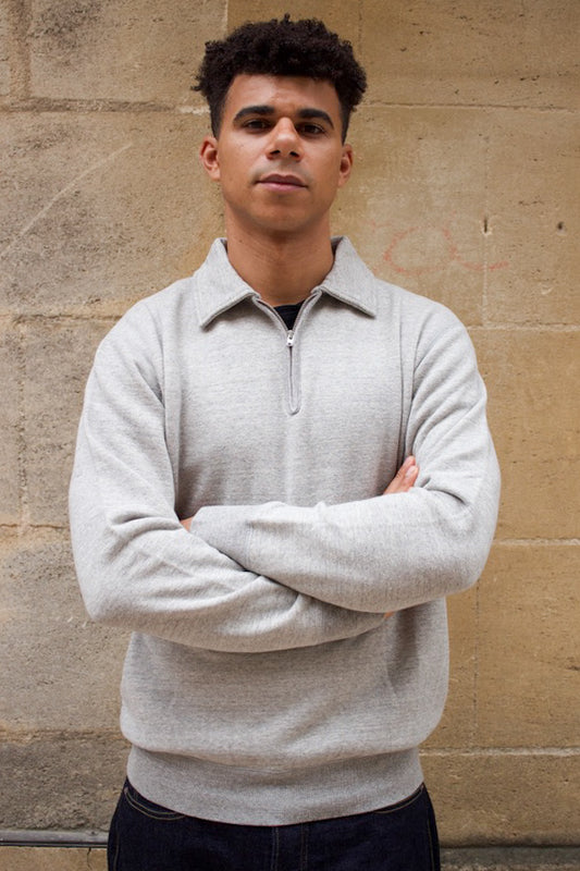 Half Zip Collar Sweat - 10oz French Terry - Twisted Grey