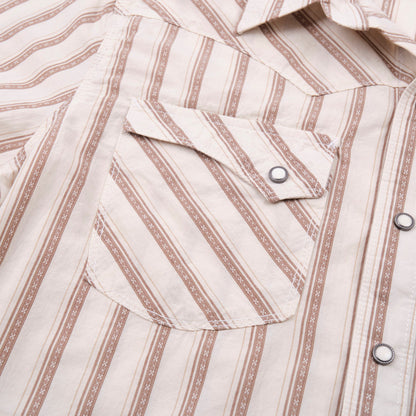 Calico Shirt -  Short Sleeves - Brown Stripe