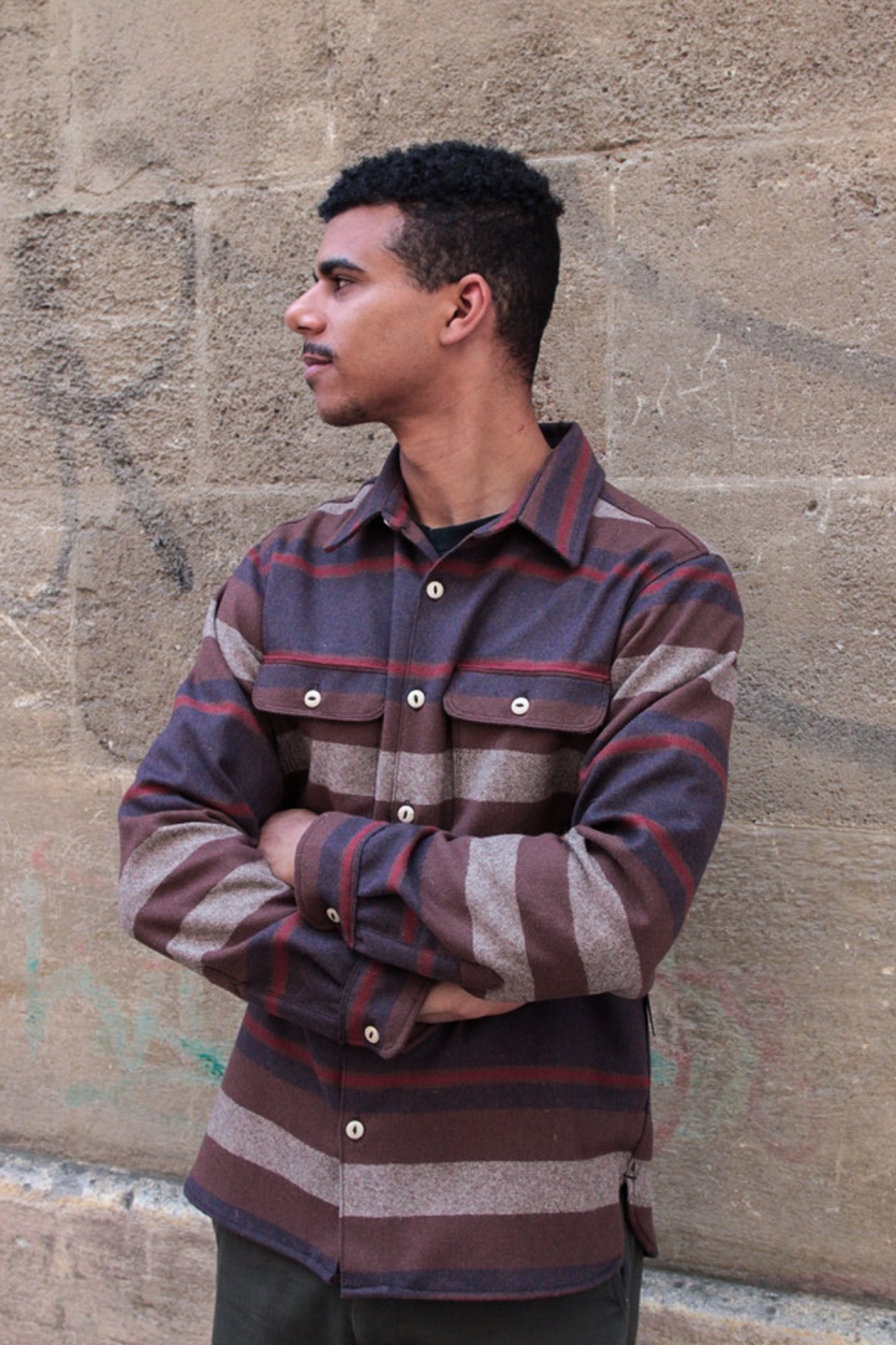 Benson  Overshirt - Brown Stripe