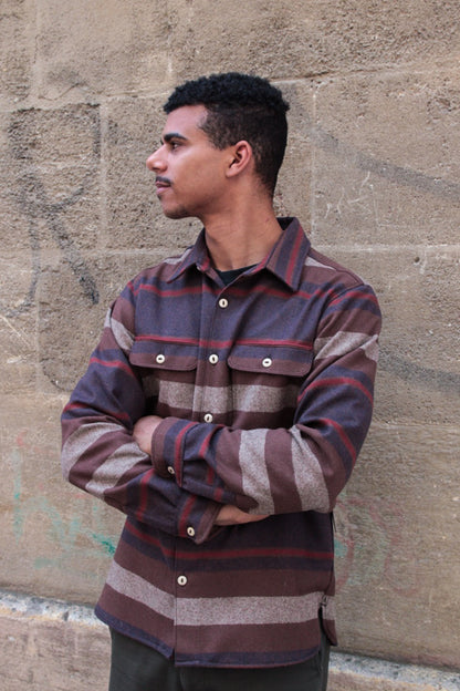Benson  Overshirt - Brown Stripe