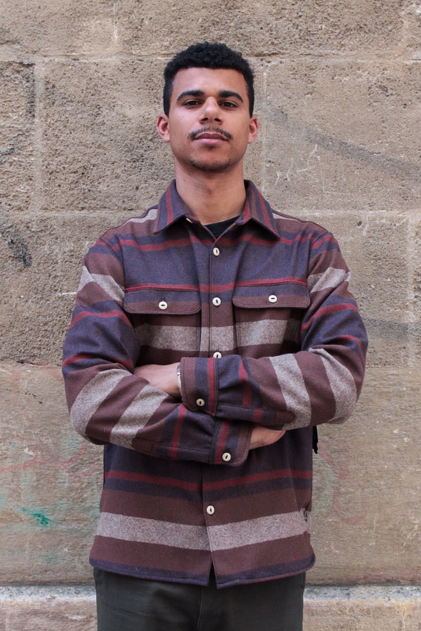 Benson  Overshirt - Brown Stripe