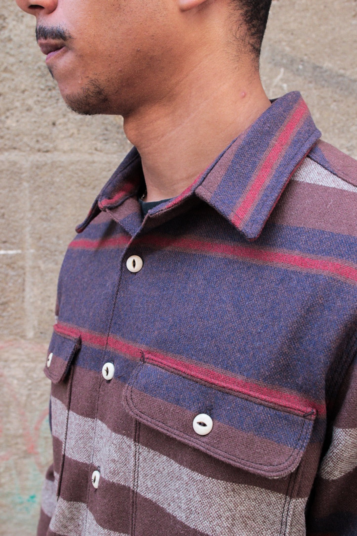 Benson  Overshirt - Brown Stripe