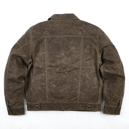 back view of the new free note's faro waxed jacket