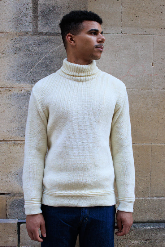 Rollkragen Sweater Virgin Wool - Seashell Ecru