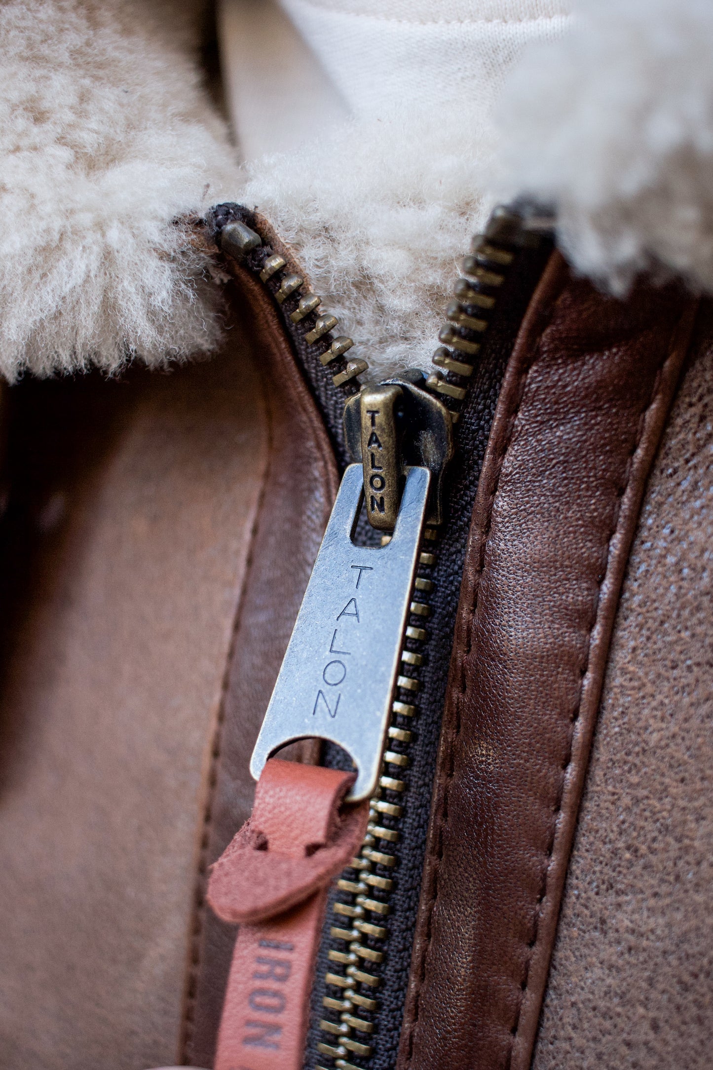 the Irvin jacket is finished with durable talon zipper and hardware
