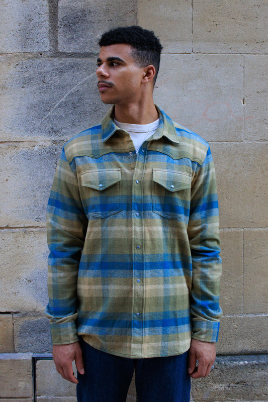 Somis Shirt - Khaki / Blue Flannel
