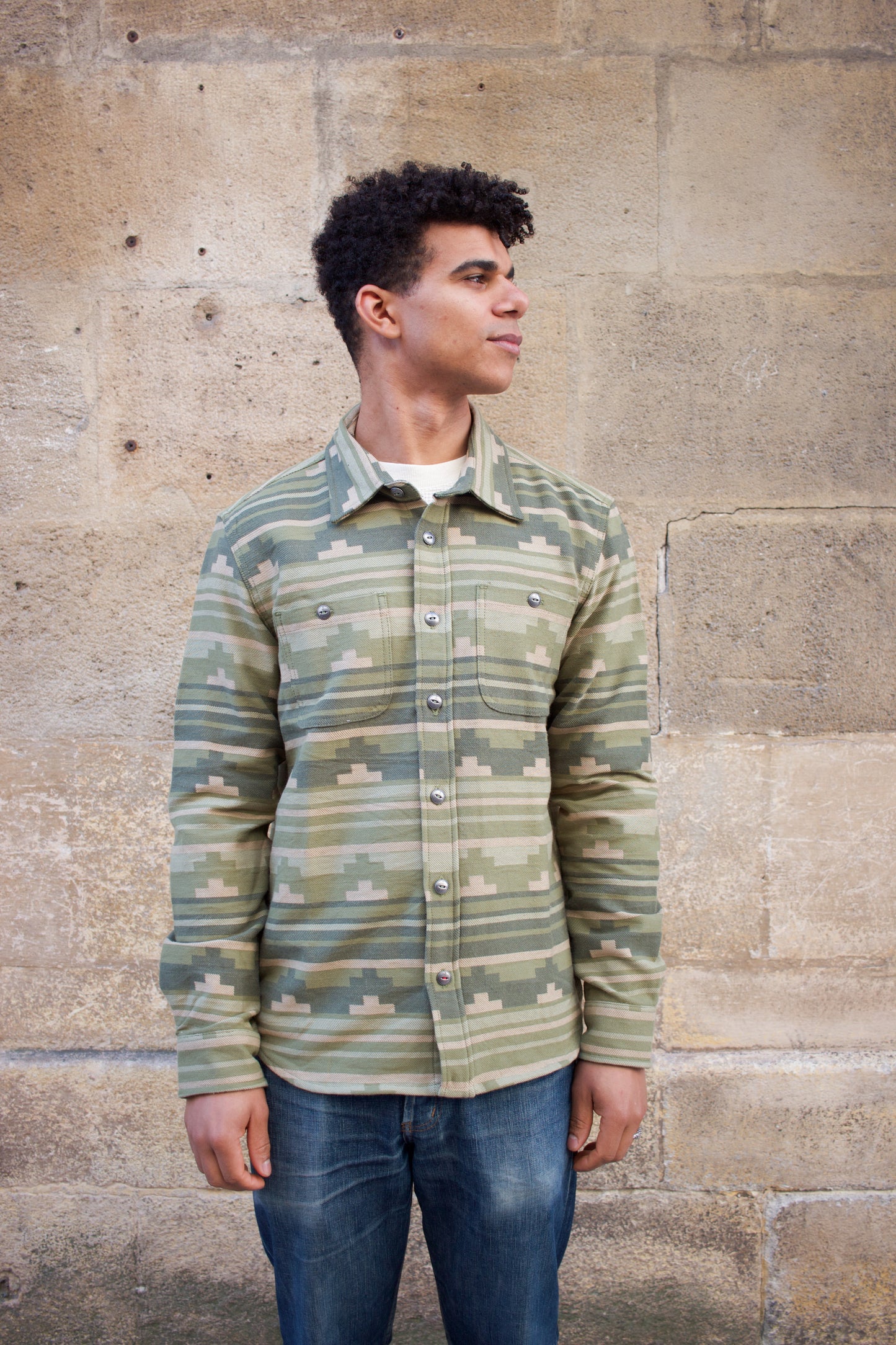 Salton Shirt - Green Jacquard