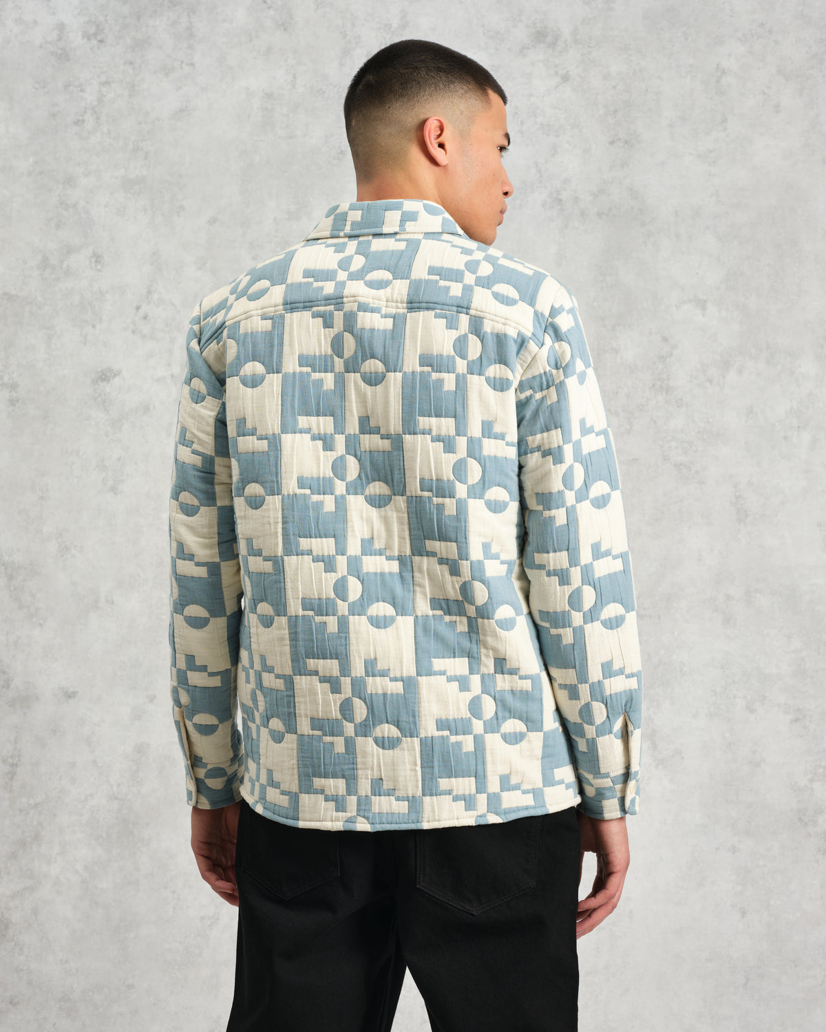 Otto Overshirt Jigsaw Quilt - Pale Blue / Ecru