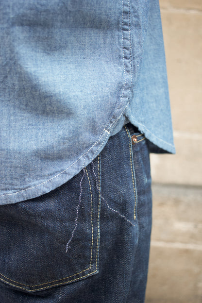 BWS-07 Serviceman Shirt - 5oz Mid Indigo Chambray