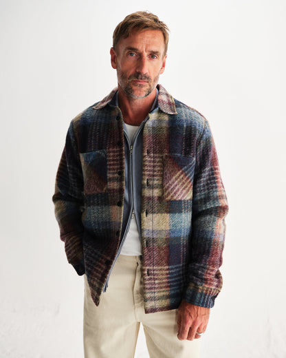 Whiting Overshirt Wool Blend - Check Blue / Multi