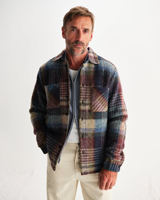 Whiting Overshirt Wool Blend - Check Blue / Multi