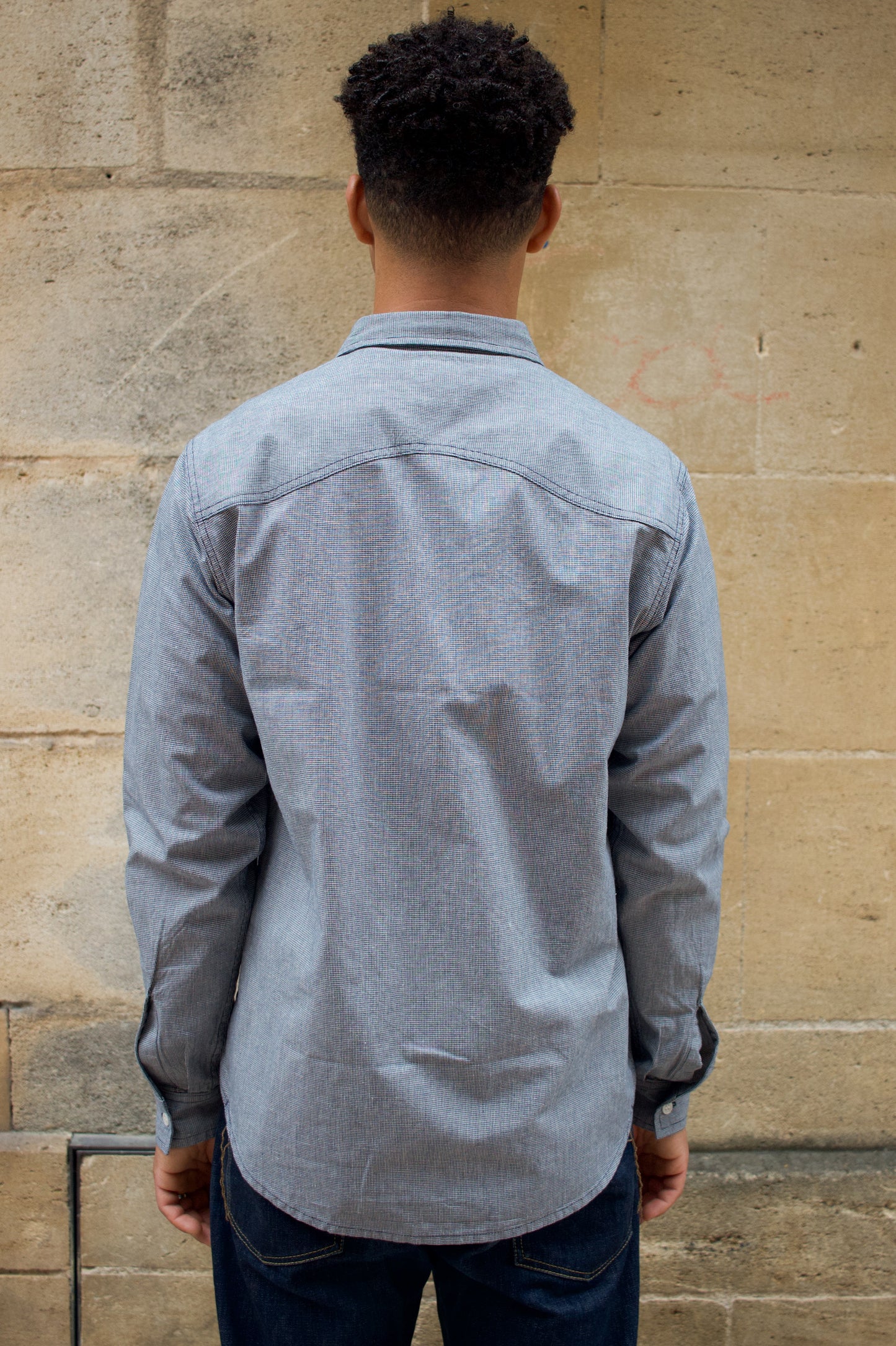 BWS-06 Worker Shirt - 6oz Navy Houndstooth