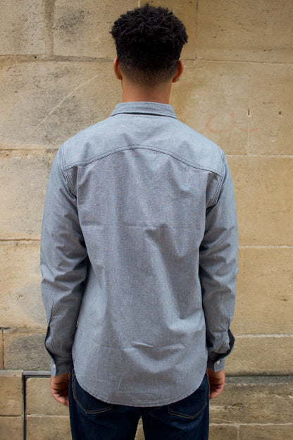 BWS-06 Worker Shirt - 6oz Navy Houndstooth