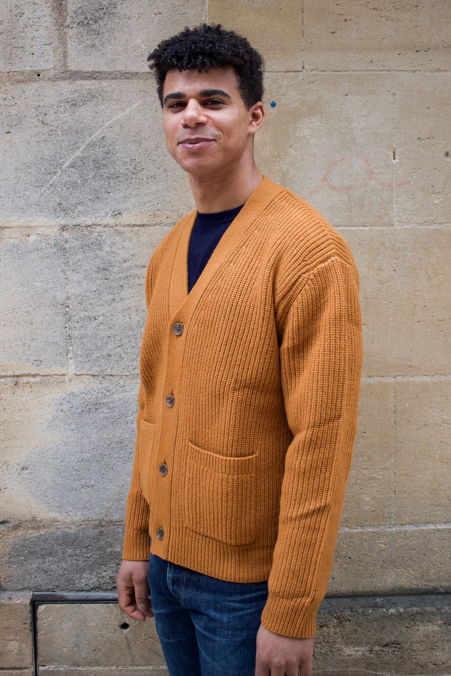 Walker Cardigan Rib - Ochre