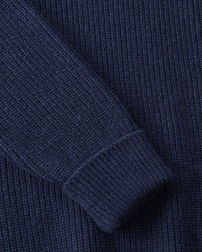Heavy Knit Troyer - Blue Melange